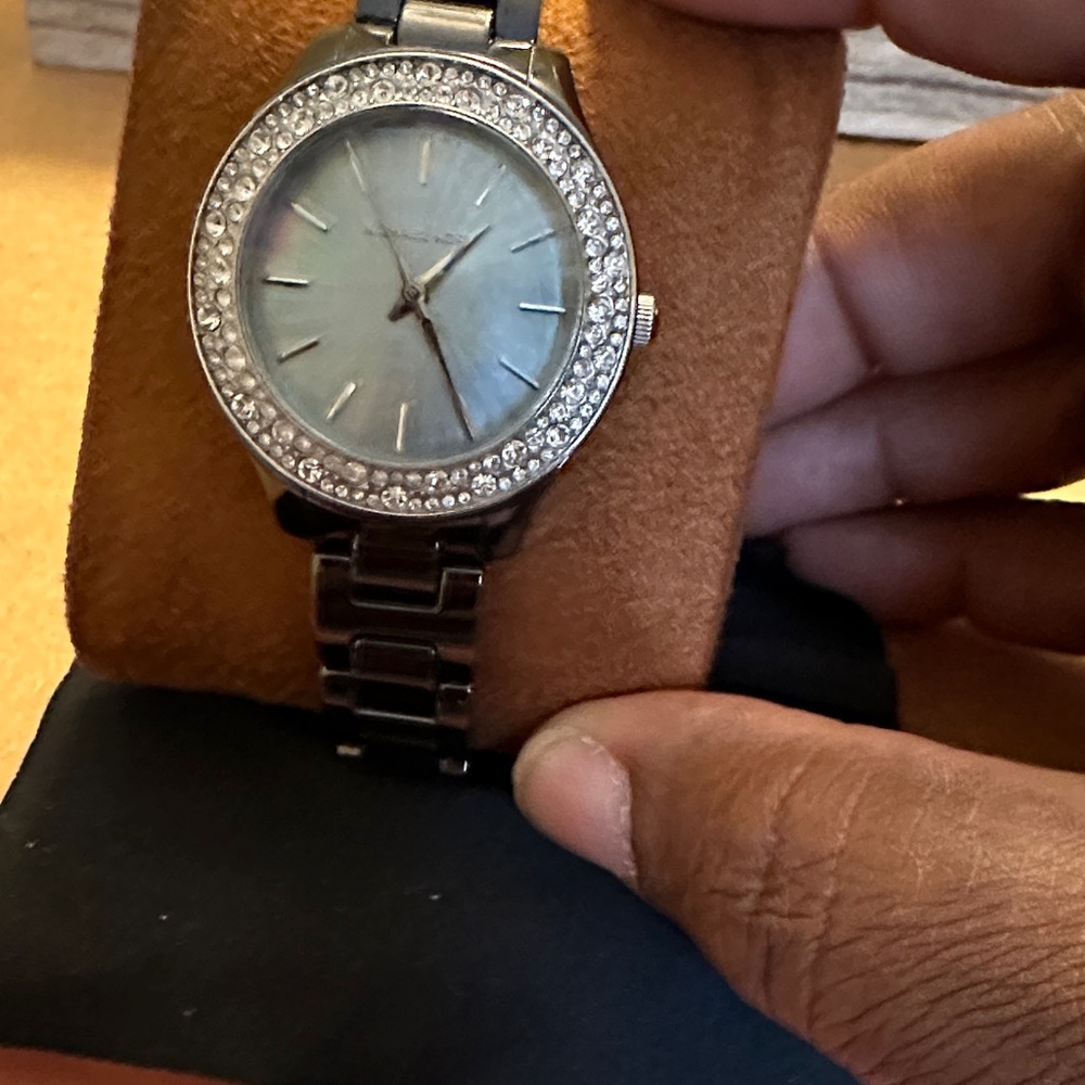 Michael Kors Silver and Black Women's Watch - Picture 2 of 3